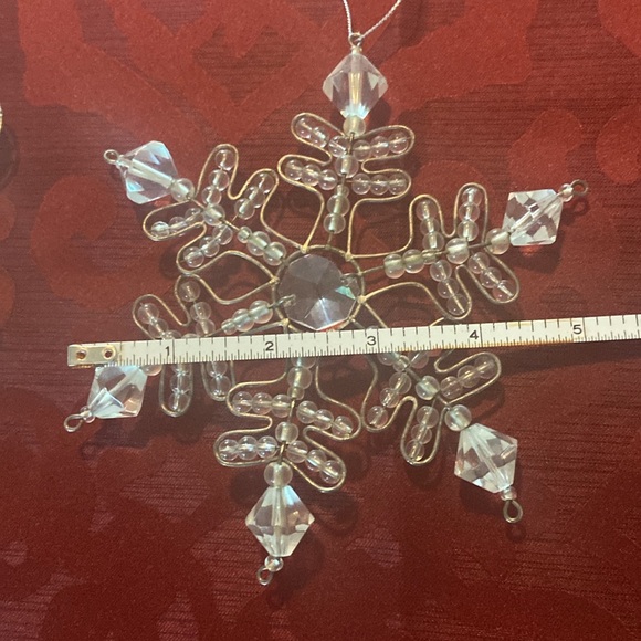 Lot of 5 Restoration Hardware crystal snowflakes 5” to 7” - Picture 5 of 9